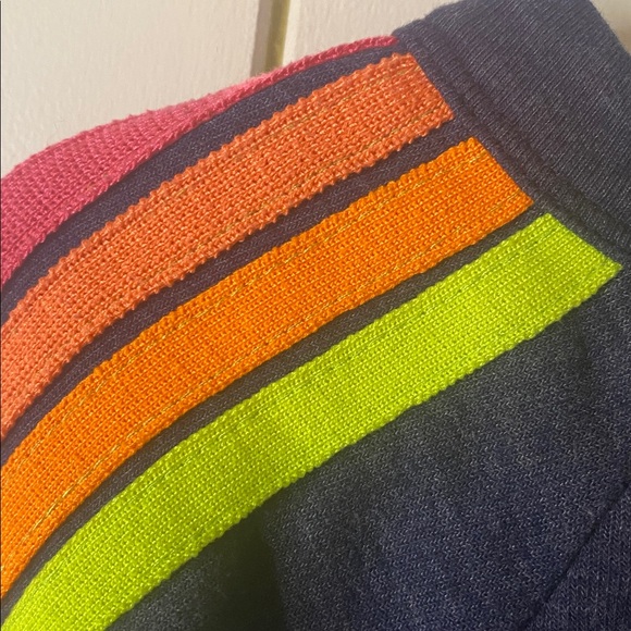 Aviator Nation Navy Crop Top with Pink and Yellow Stripes - Picture 6 of 6